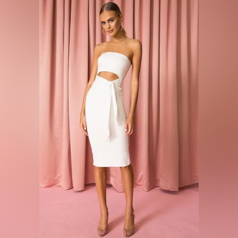 Superdown white sheyla tube mini dress
